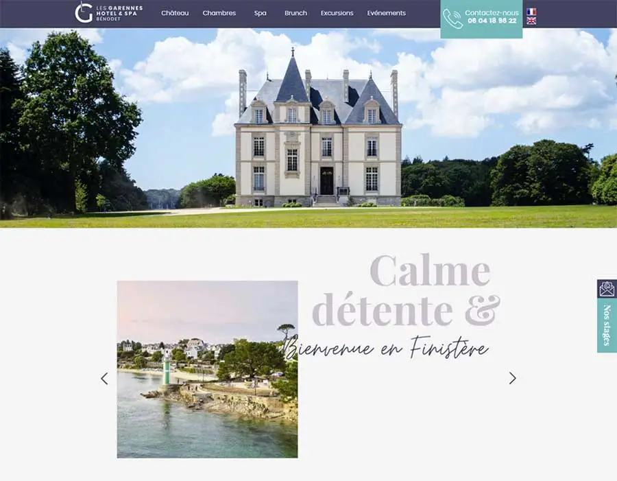Exemple réussi de site internet avec le CMS Shop Application : Garennes Hôtel & Spa